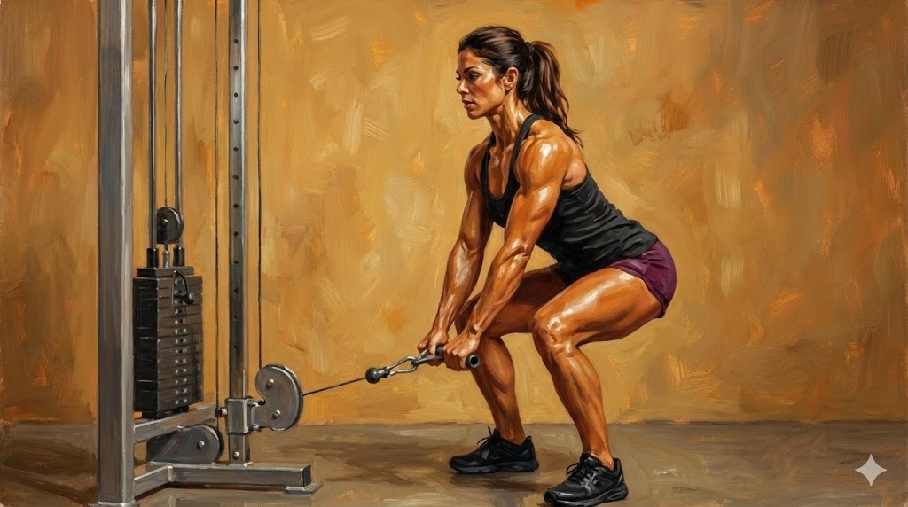 Cable squats to deadlift variation