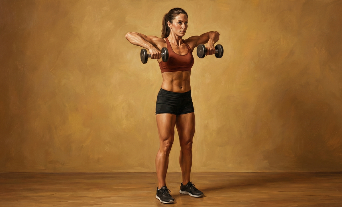 Dumbbell upright row to front raise